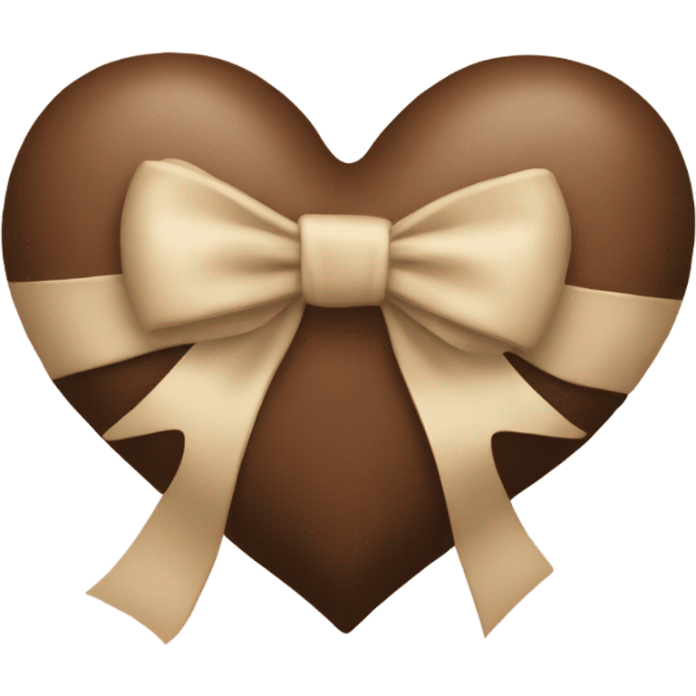 brown heart with beige bow emoji