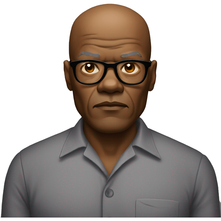 bald samuel l jackson serious wearing shirt emoji