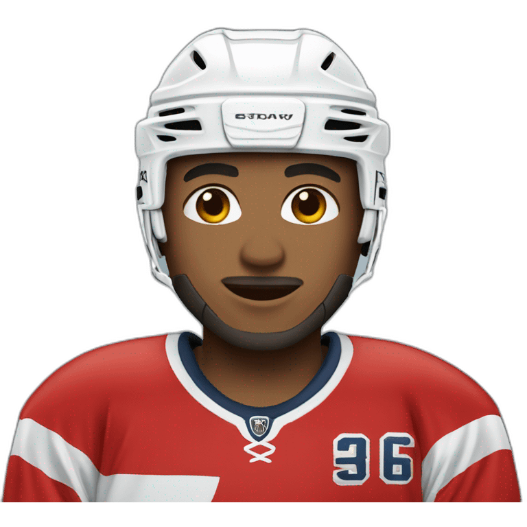 hockey player wearing red emoji