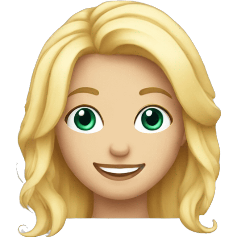 blonde girl with american smile winking emoji