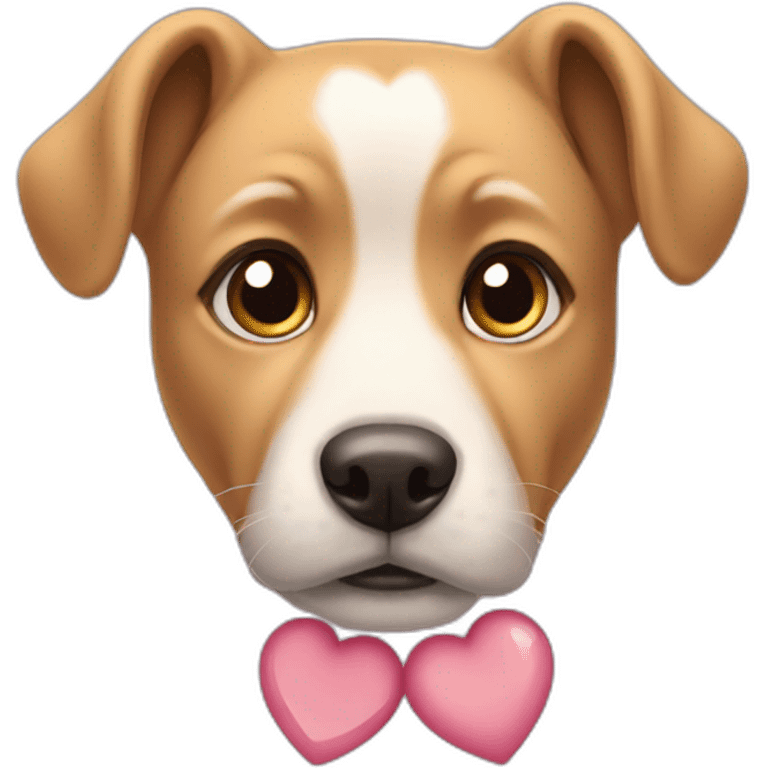 dog with puppy eyes and hearts emoji