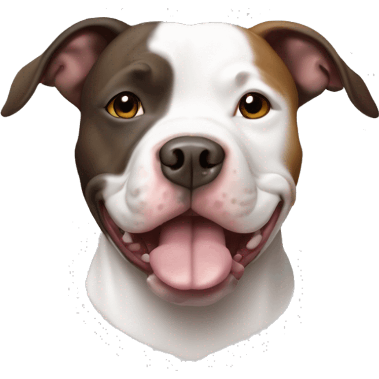 Perro pitbull blanco con una mancha marro circular en s hojo izquierdo  emoji