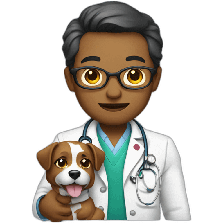 doctor with holding a dog emoji