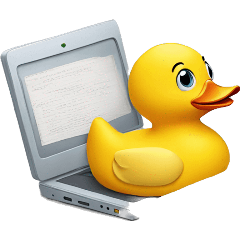 Rubber duck writing on computer  emoji