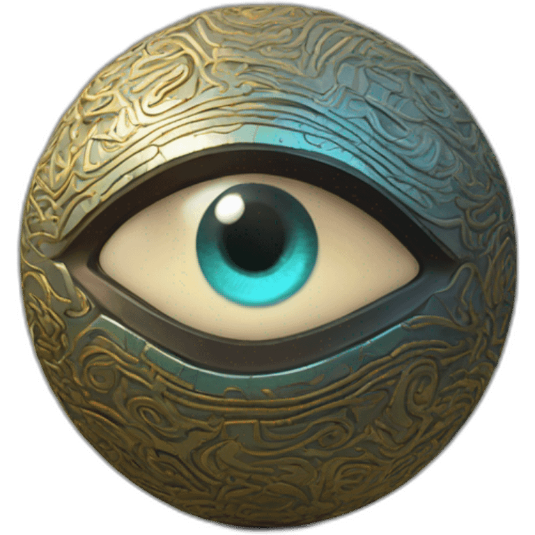 3d sphere with a cartoon Vex skin texture with Eye of Horus emoji