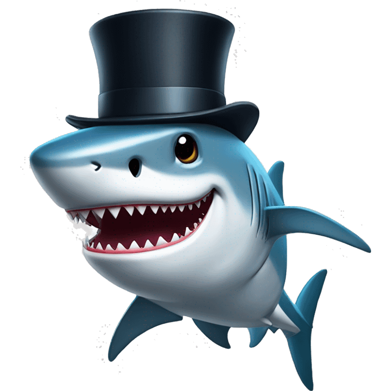 Shark with a top hat emoji