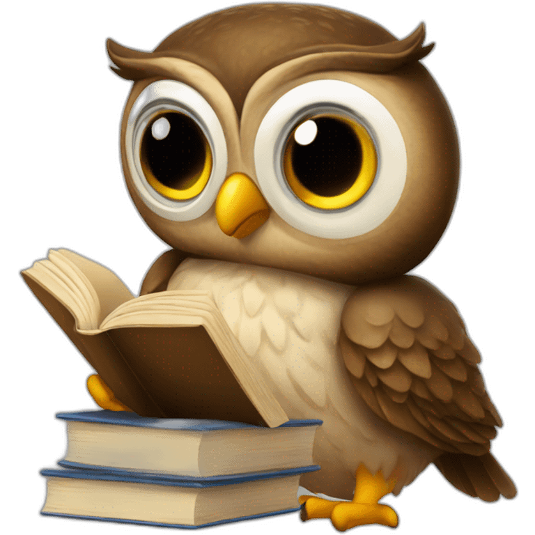 Owl-reading-books emoji