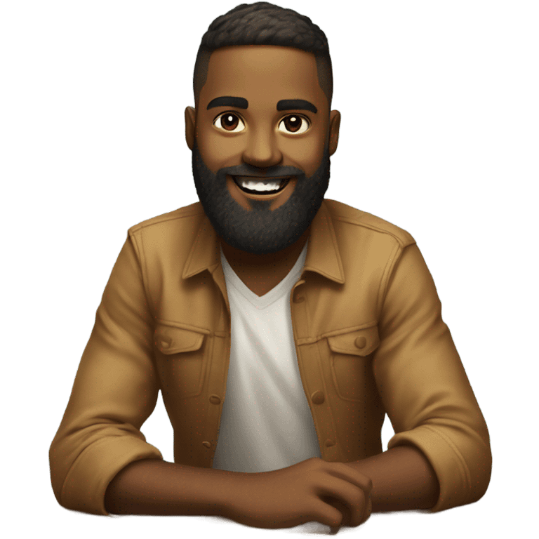 confident bearded boy portrait dancing on table emoji