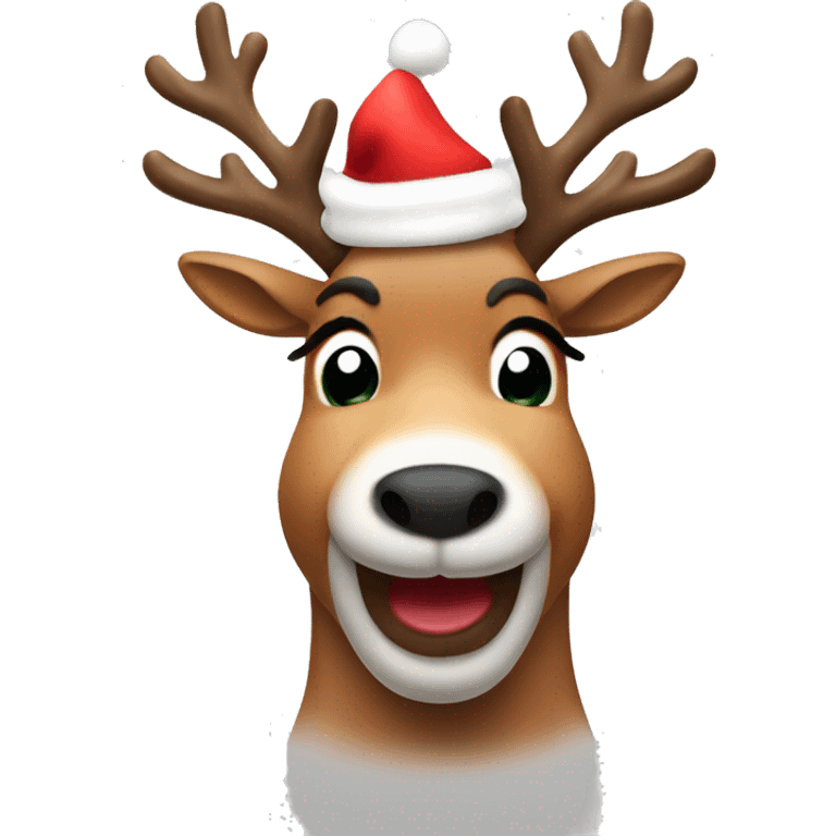 Reindeer winking with a Santa hat  emoji