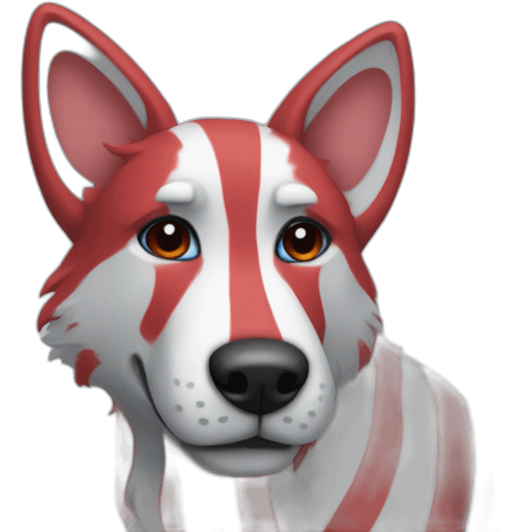 blue dog with red stripes fursuiter emoji