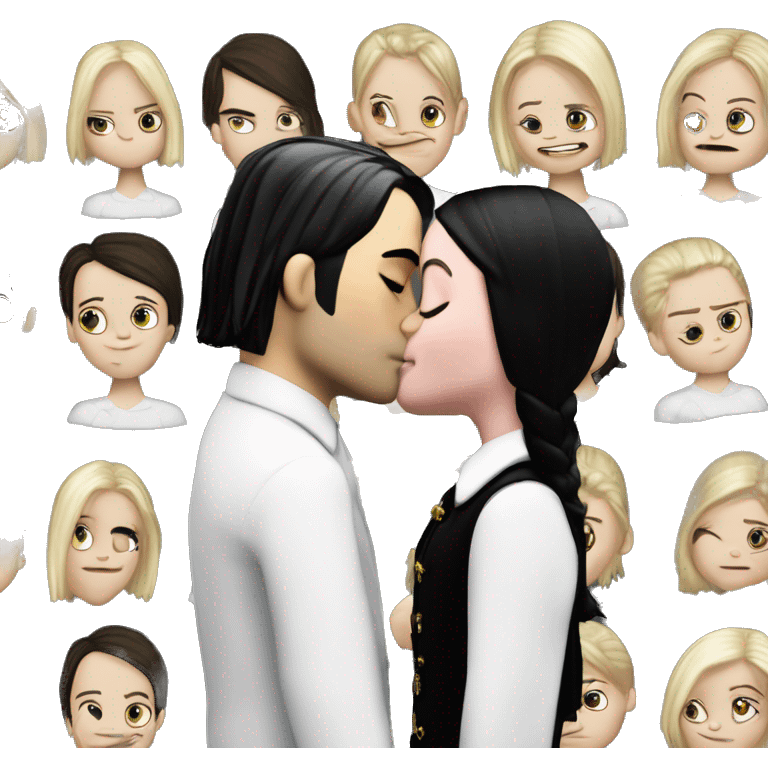 Realistic silkstone Wednesday addams kissing sweetly Kurt Cobain  emoji