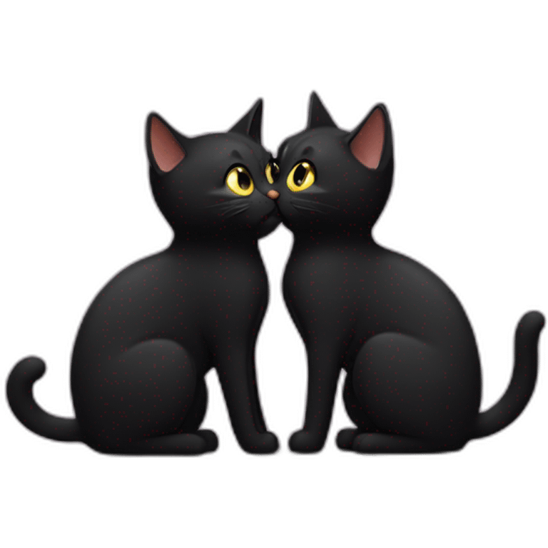 two black cats kissing emoji