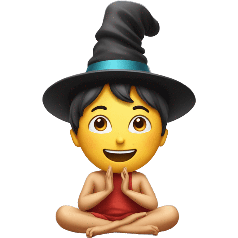 A happy kid meditating with a magician hat emoji