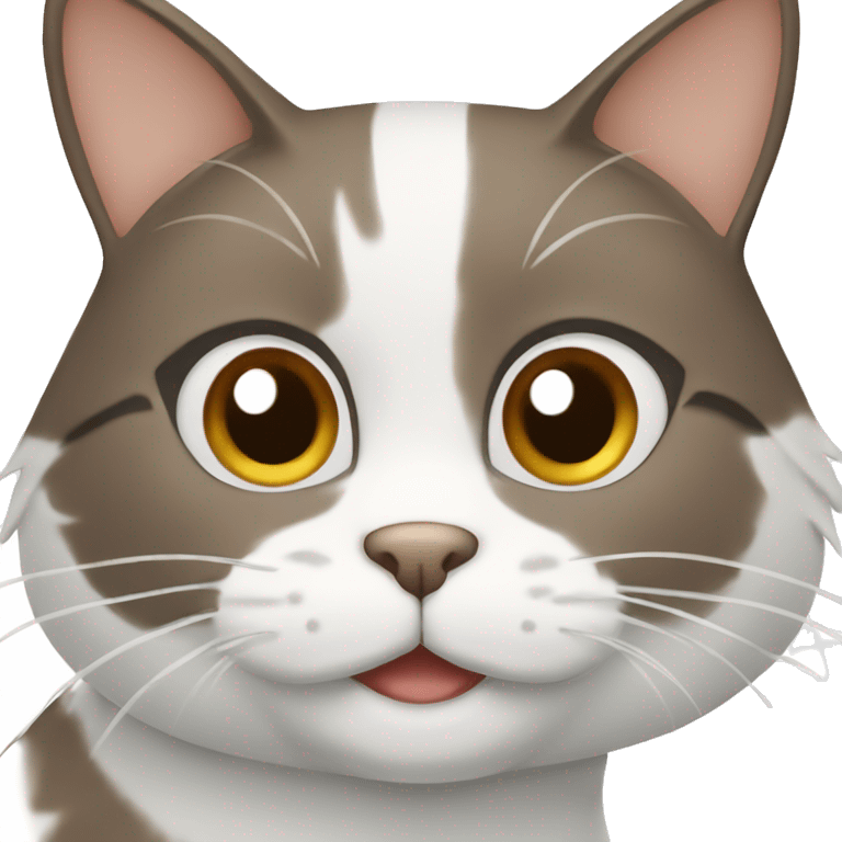 brown gray and white cute cat emoji