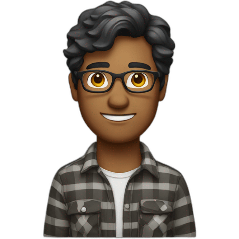 geologist with dark hair glasses and a plaid shirt emoji