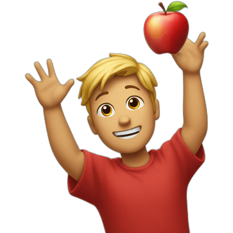 red apple raising arms emoji