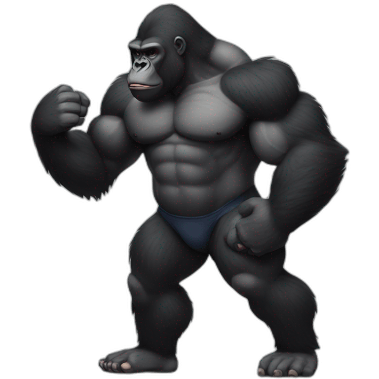 Big buff Gorilla holding a Girl doing squats emoji