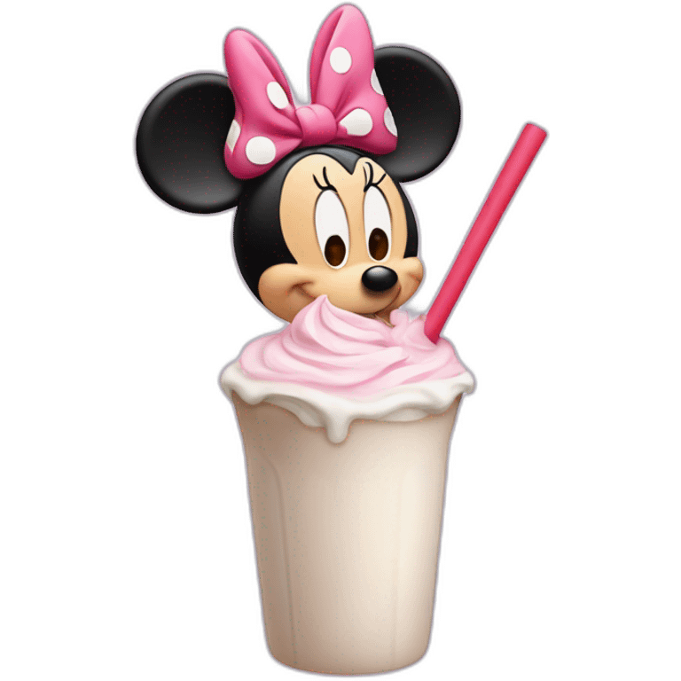 Minnie Mouse drinking milkshake emoji