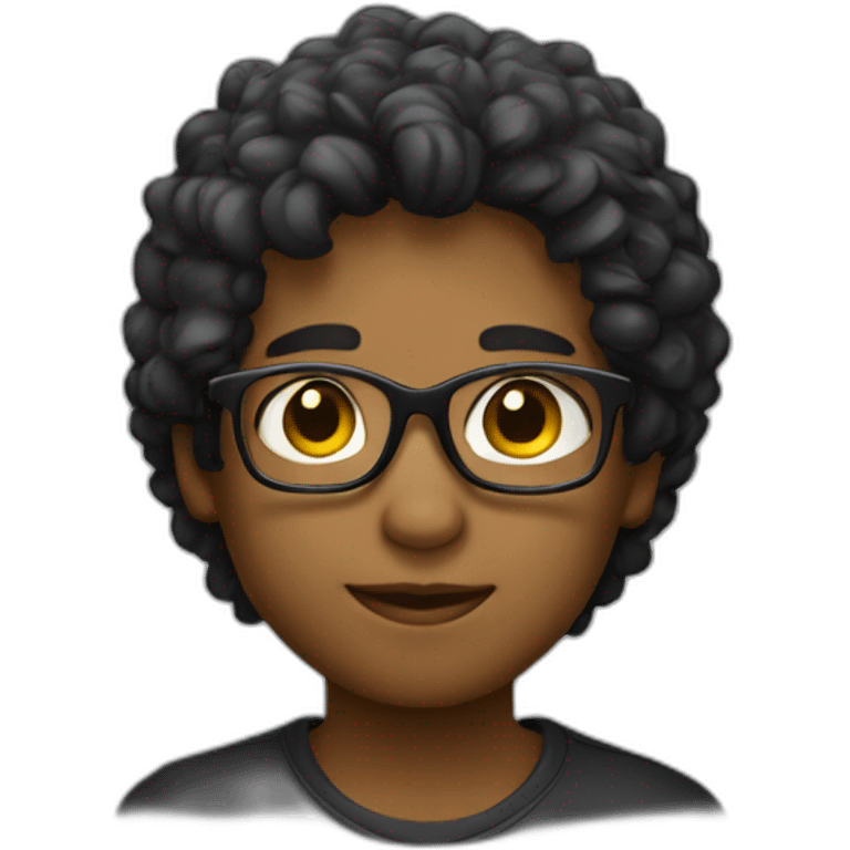 un niño con gafas con el pelo negro emoji