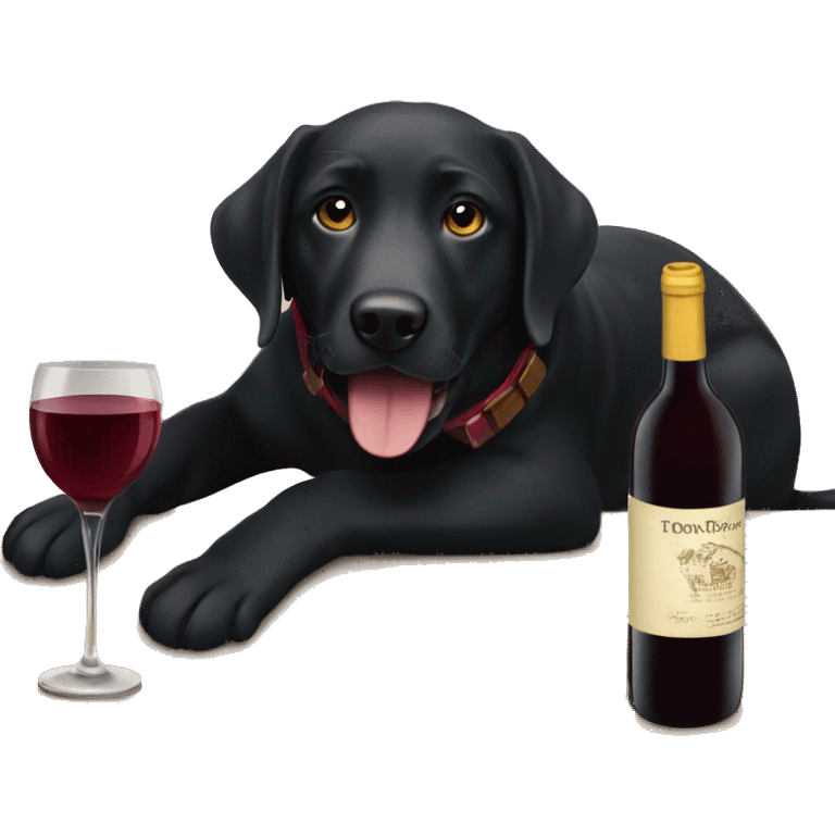 Black lab drinking wine  emoji