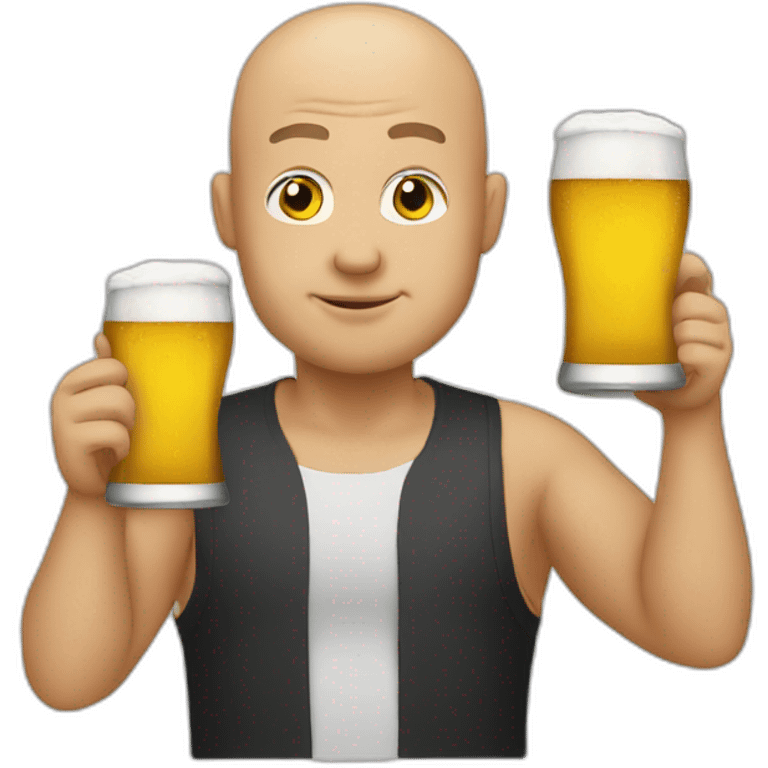 Bald drinking a beer emoji