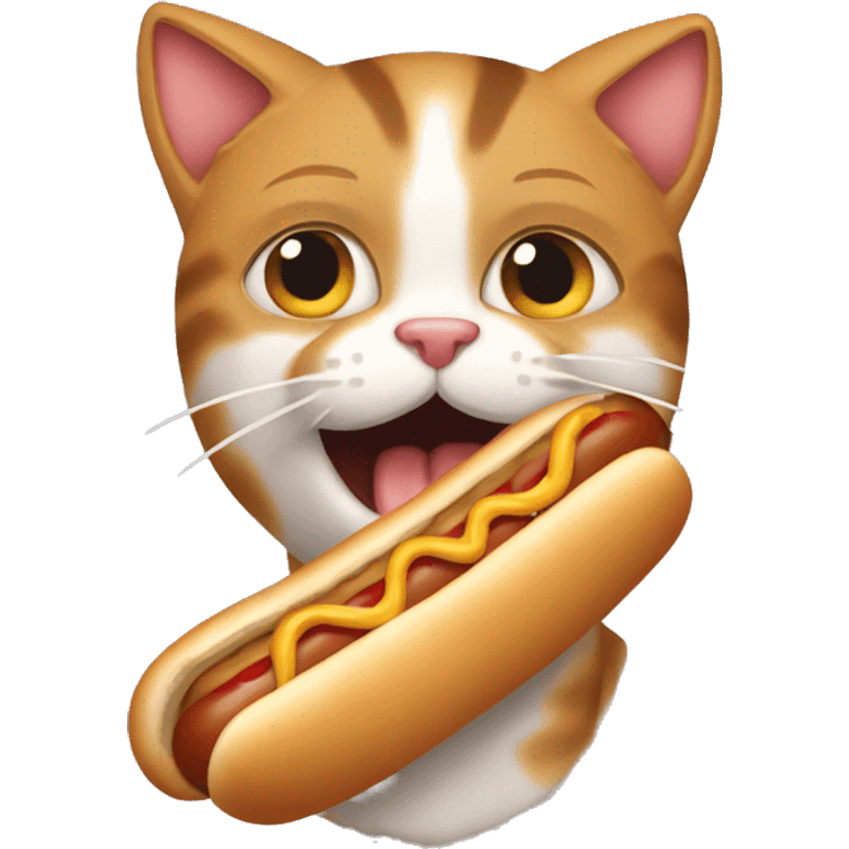 Cat eating a hotdog emoji