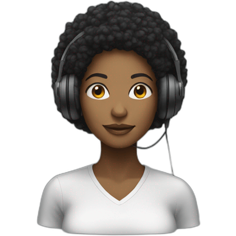 Black woman with Afro hair and headphones on emoji