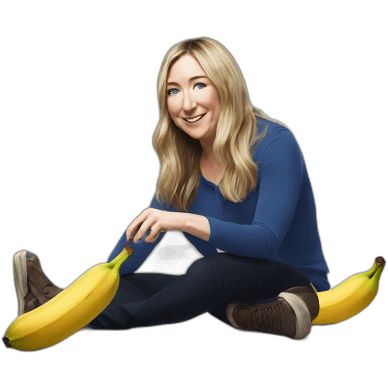 Victoria Coren-Mitchell picking up a banana off the floor emoji