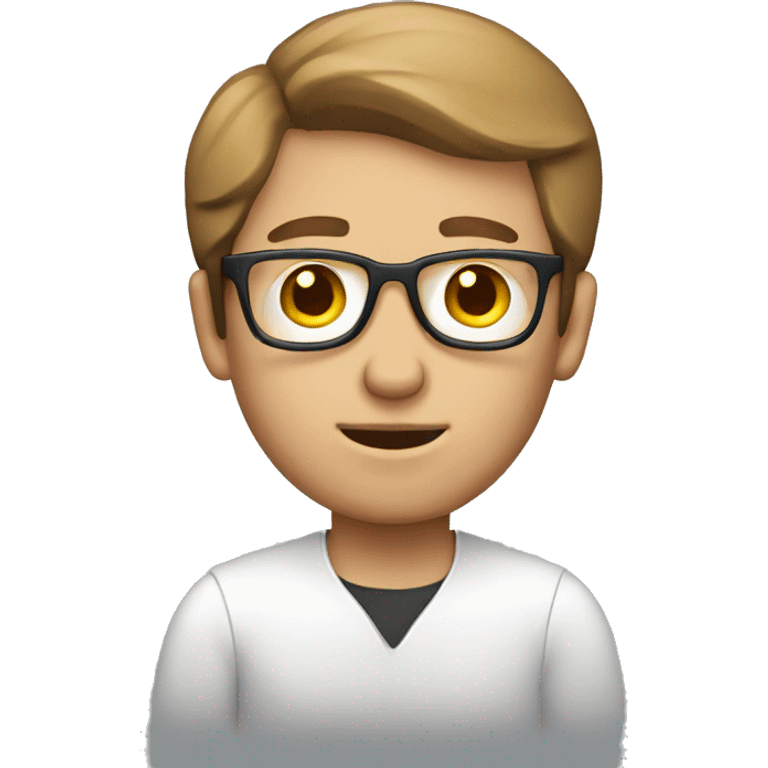 brown short haired white man developer working on macbook emoji