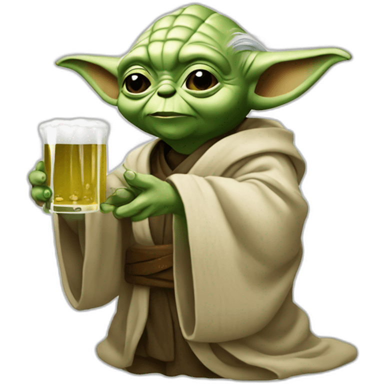 Yoda buvant une bière emoji