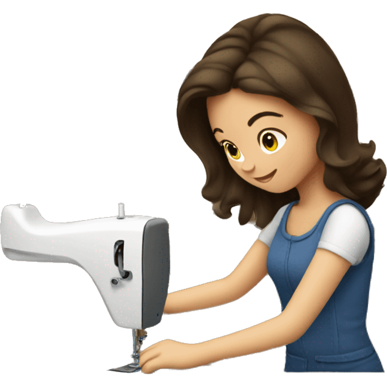 Brunette girl sewing  emoji