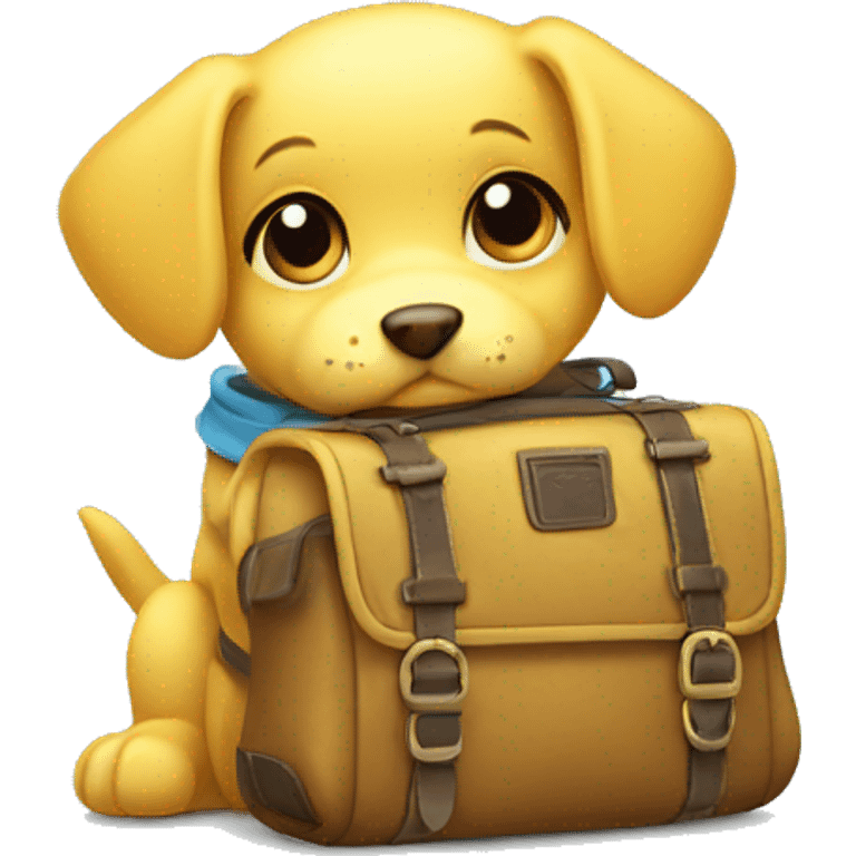 yellow puppy with a schoobag  emoji