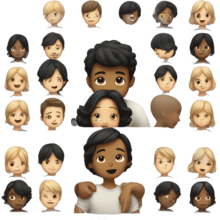 boy kissing a girl with short black hair  emoji