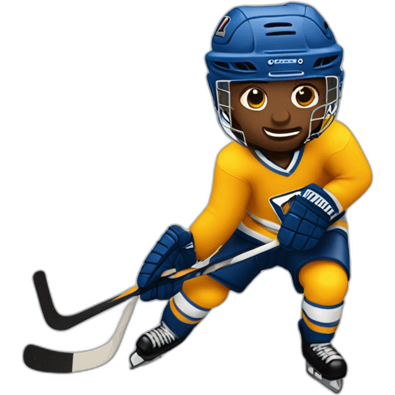 a hockey player doing a slapshot emoji