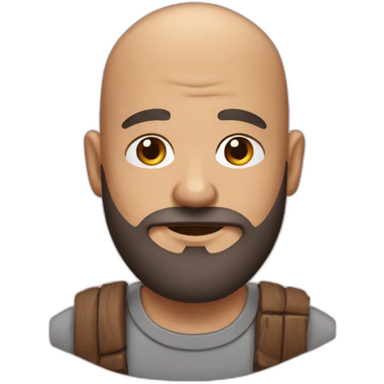 Bald man with beard and timberman shirt emoji