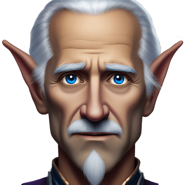 Night Elf Biden in Warcraft style, oil paint, mysterious eyes, intricate lips, masterpiece portrait, beautiful, desirable, logical emoji