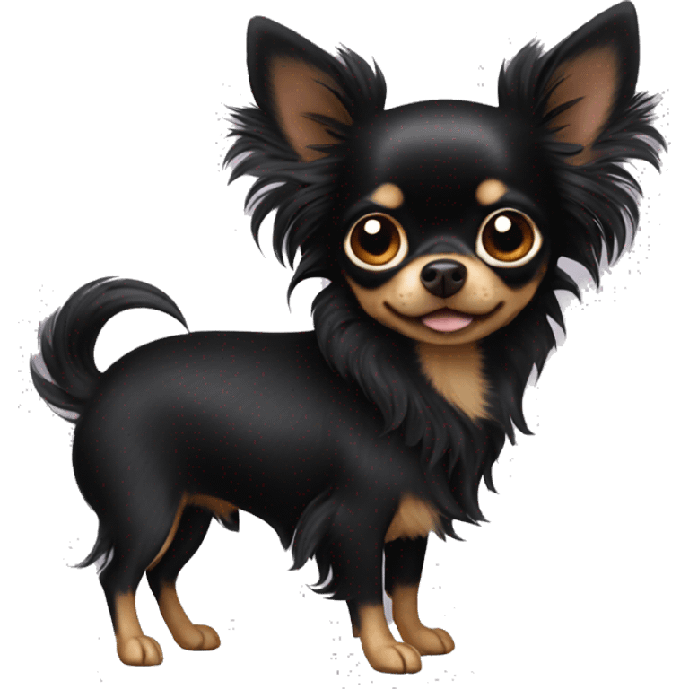 Long hair black Chihuahua with no brown emoji