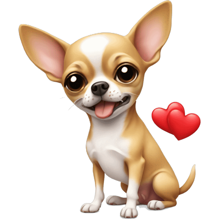 Chihuahua blowing kisses(red hearts in the air) emoji