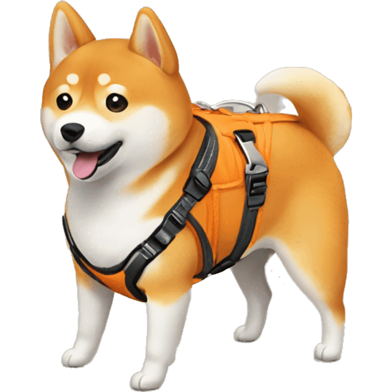 Shiba Inu in an orange harness emoji