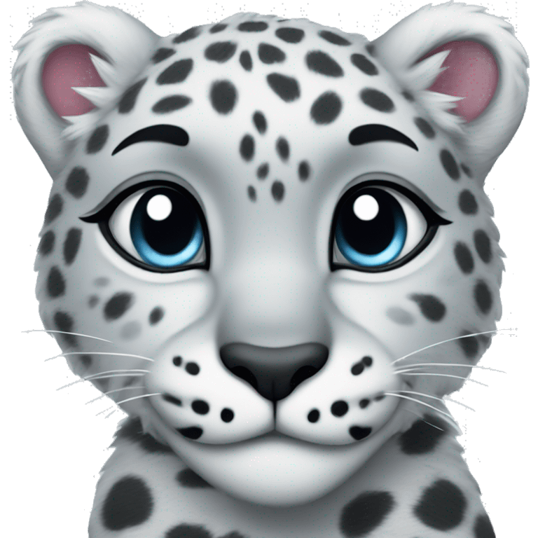 cute snow leopard shows a heart emoji