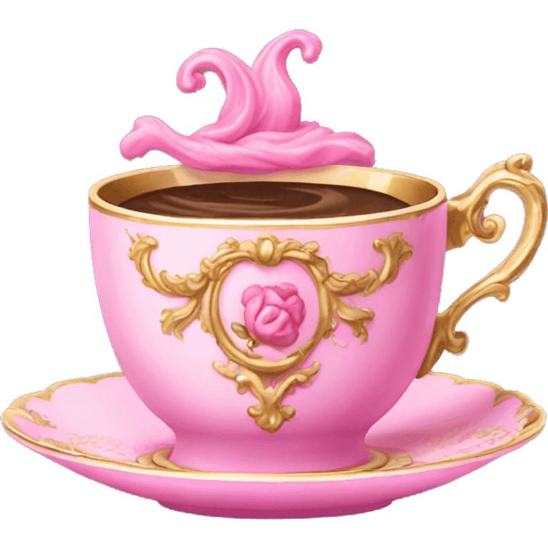 pink vintage rococo coffee cup  emoji