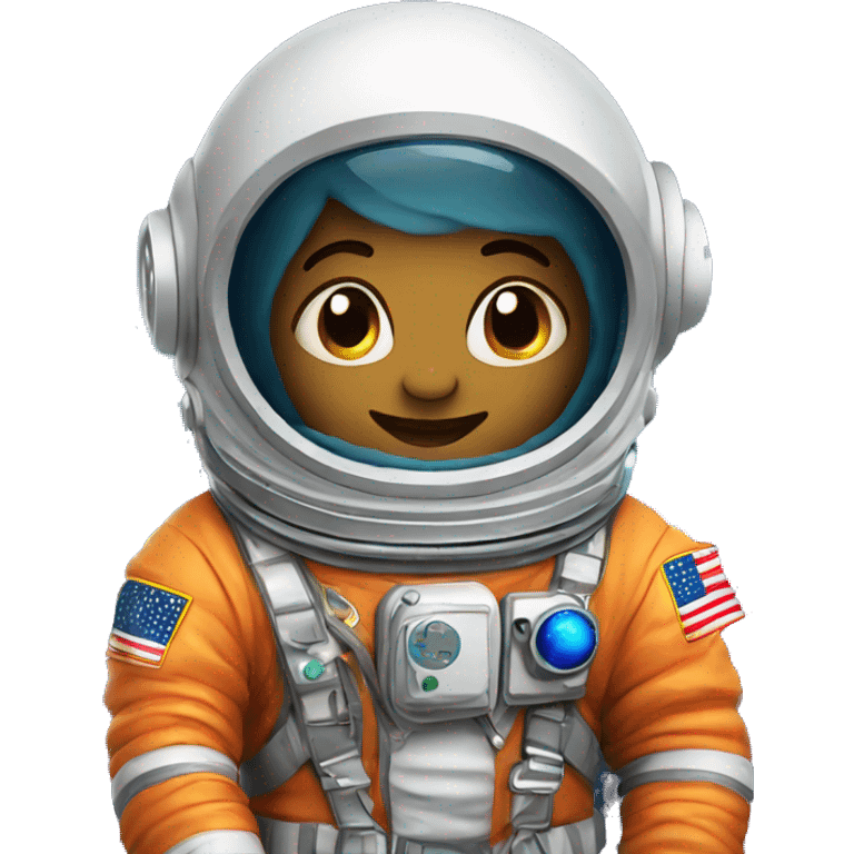 Cute Chibi Astronaut In Space With Colorful Background 
 emoji