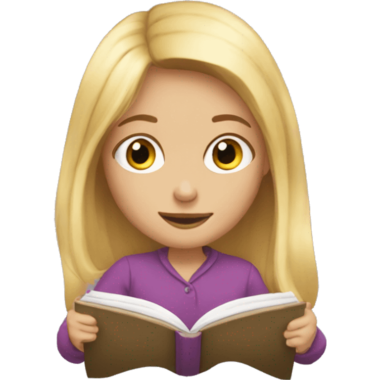 blonde girl reading a book emoji