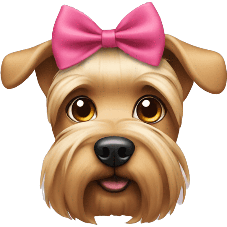 yorkshire dog using a cute bow in his head emoji