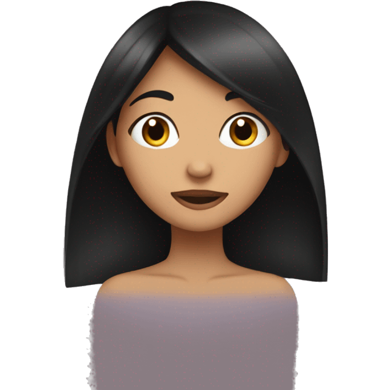 pretty young long black haired girl covering face emoji