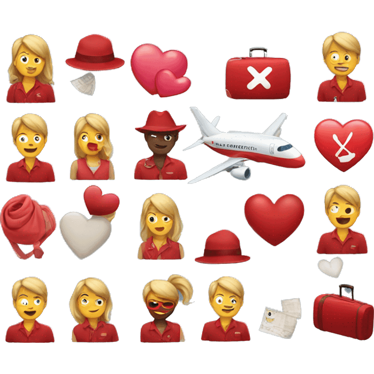 Red emojis about love and travel  emoji