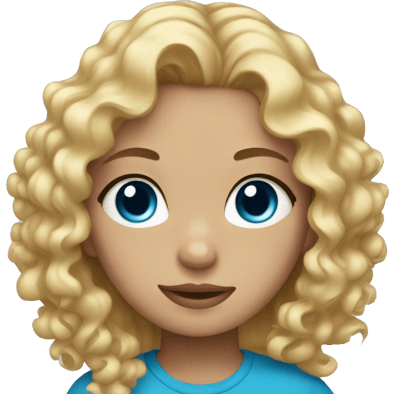 Girl with blue eyes and curly blonde hair emoji