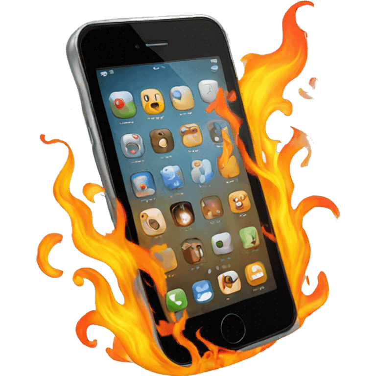 phone covered with flames emoji