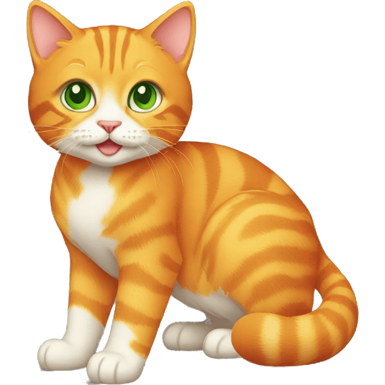 bright orange tabby cat with green eyes full body emoji