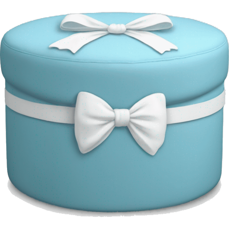 Baby blue round ottoman with a white bow on it emoji